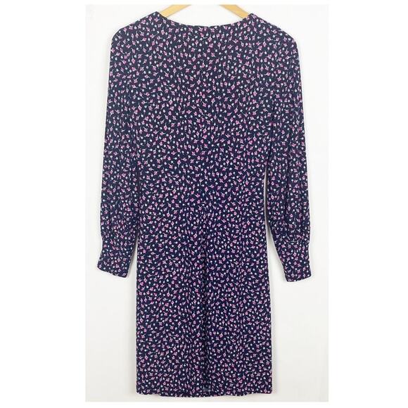 Lauren Ralph Lauren Faux Wrap Dress Sydnie Blue Pink Floral KnitJersey Size 8 - Picture 5 of 11